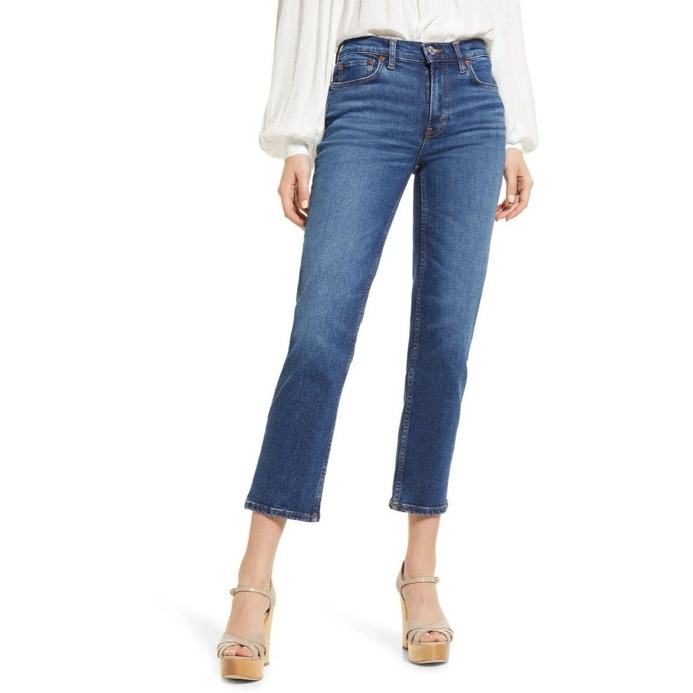 RE/DONE 70’s Stove Pipe Straight Leg Jean in Royal Fade Wash